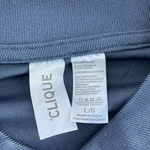 Clique Mens Navy Blue Polo Shirt L/G 100% Polyester Short Sleeve 2104 - Picture 3 of 8